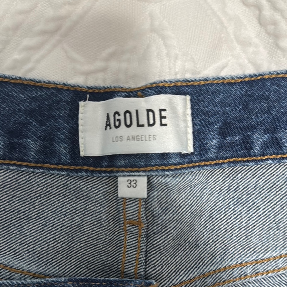 Agolde Dark Blue Jean Shorts - Picture 2 of 5